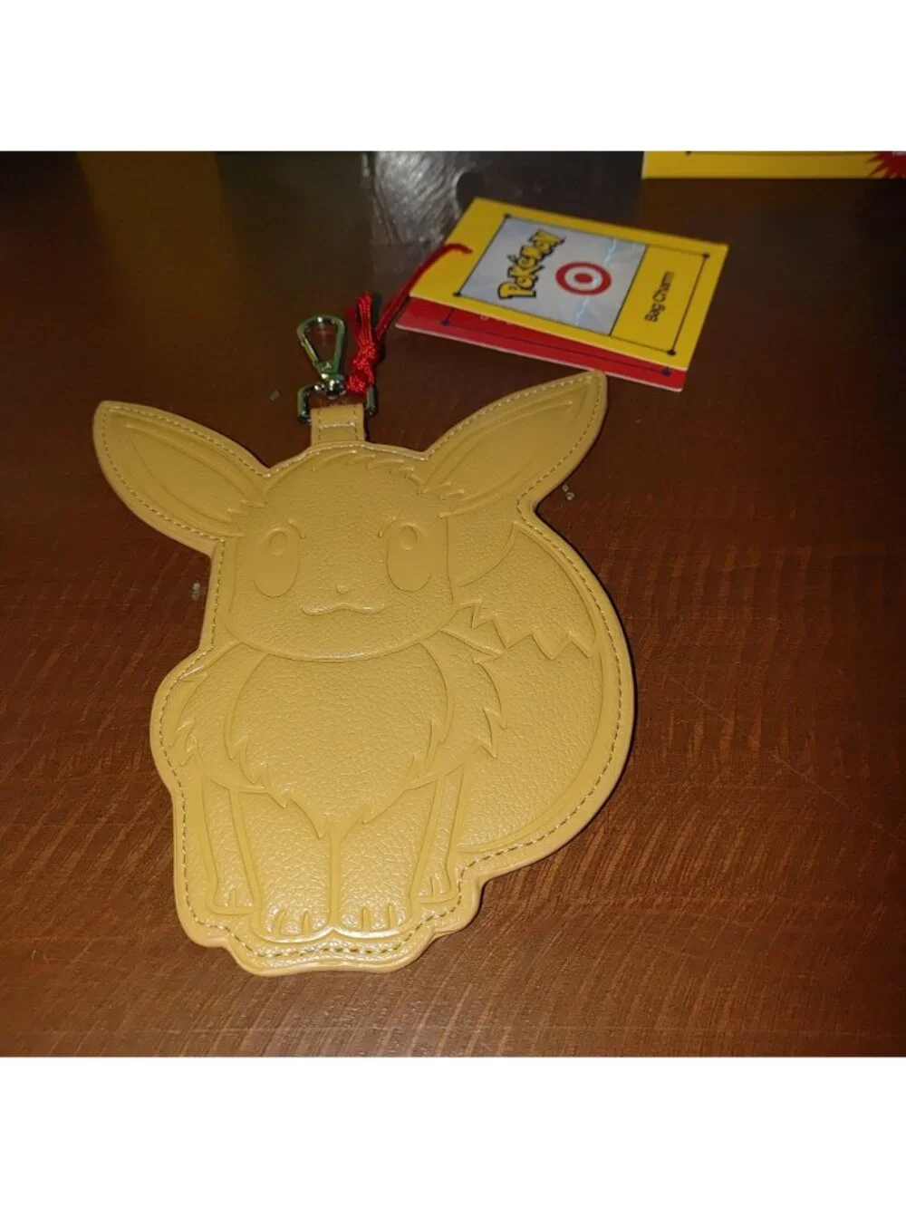 Pokémon X Eevee Bag Charm ID Holder Keychain Brown Faux Leather Limited Edition